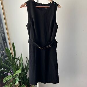 Worthington Black Sheath Midi Dress Crew Neck Sleeveless